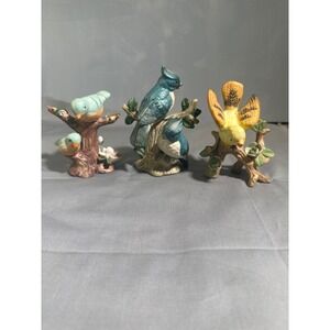 Vintage Bird Figurines Porcelain Bird On Branch Colorful Decorative Display